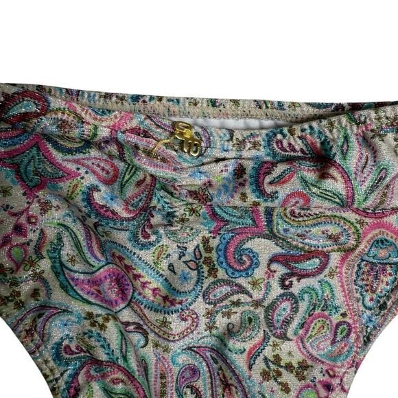 PQ Swim Kids Pink Shimmer Multi Paisley Coast Asha Bow Bikini Set - Picture 8 of 10